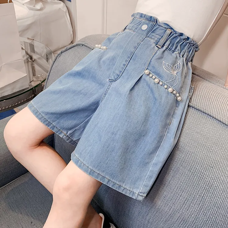 女童牛仔短裤2025款夏装中大童外穿直筒牛仔裤女孩高女童高腰短裤