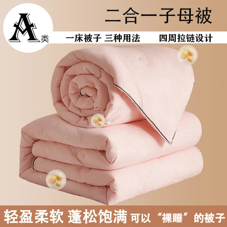 全棉提花大豆子母被二合一拉链款春秋被芯四季被子单双人学生宿舍