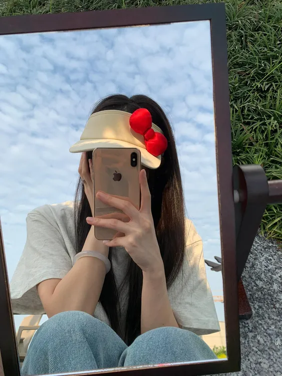 可爱kt蝴蝶结空顶帽春夏户外出游遮阳帽运动网球帽可爱空顶防晒帽