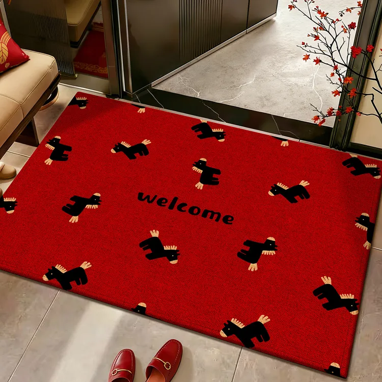 2025新款马年地垫入户门垫进门新年脚垫喜庆红色玄关进户加厚地毯