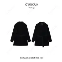 【村村CUNCUN】2025秋新品气质复古灯芯绒中长外套风衣