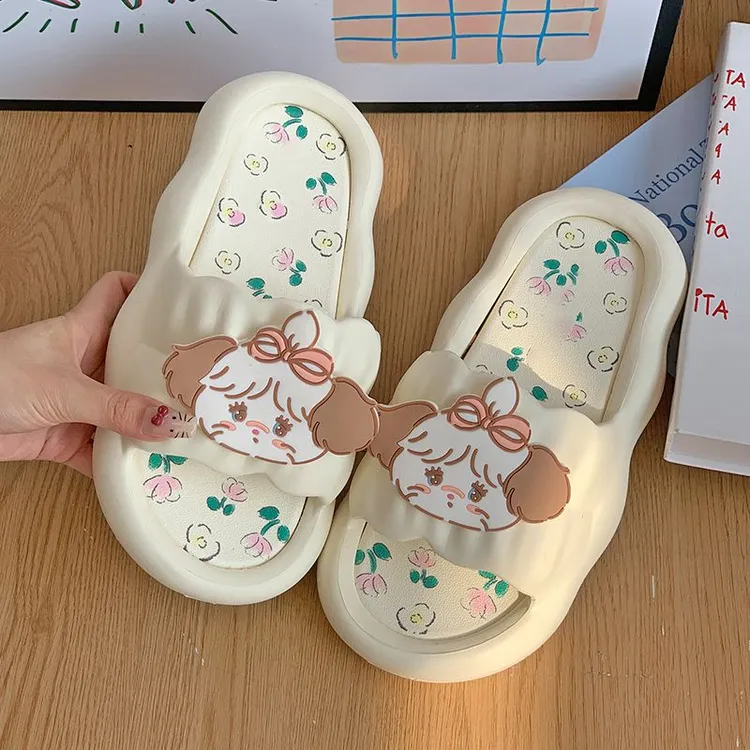 新款棕耳小狗拖鞋女外穿网红ins踩屎感家居防滑室内凉鞋耐磨宿舍