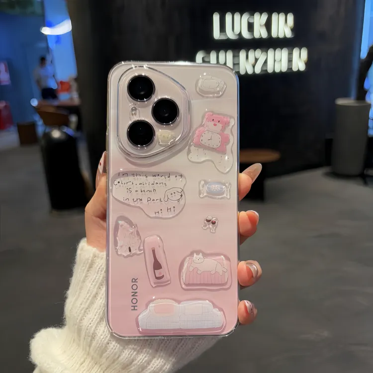 可爱贴纸透明壳适用于荣耀400pro手机壳荣耀300防摔magic7保护套