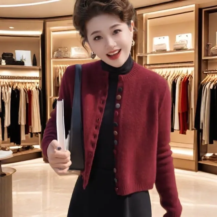 高级感洋气设计感针织开衫秋冬季新款显瘦简约毛衣女