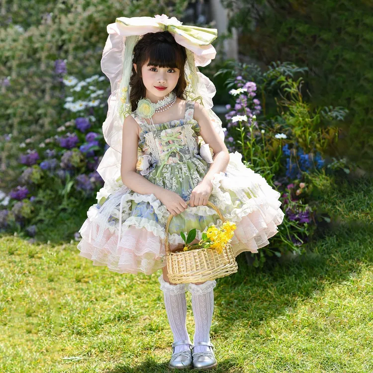 女童夏季新款花仙子洛丽塔甜美蓬蓬公主裙宝宝生日演出礼服裙