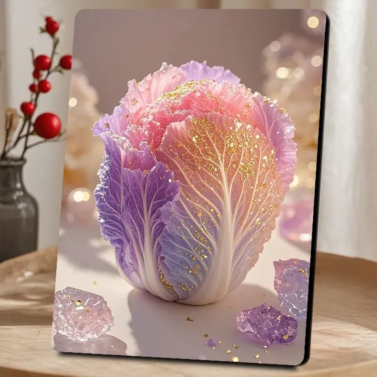 唯美七彩白菜百财进门好寓意摆台卧室家用装饰客厅电视柜个性摆件