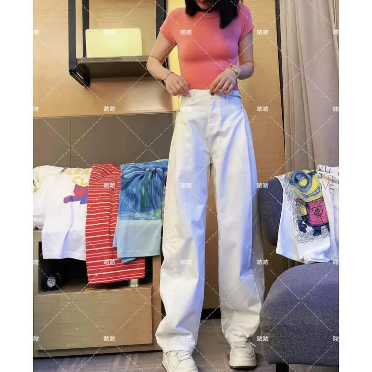 哝NONG【褶皱弯刀】-2025早秋新款简约百搭褶皱白色弯刀裤0159