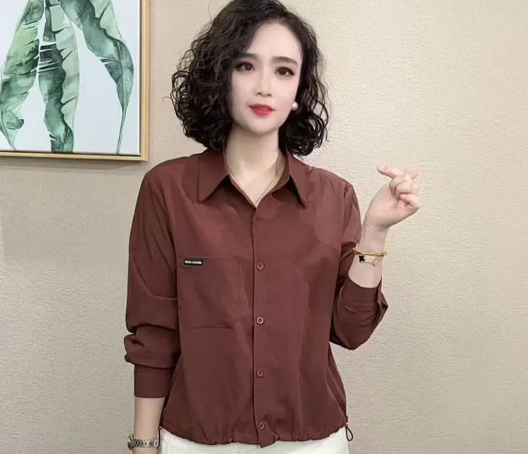 2025新款时尚洋气百搭长袖衬衫领减龄显瘦女上衣#285