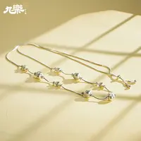 九乐 坠链均925银 车花银珠项链设计感多样性DIY高定抽拉锁骨链