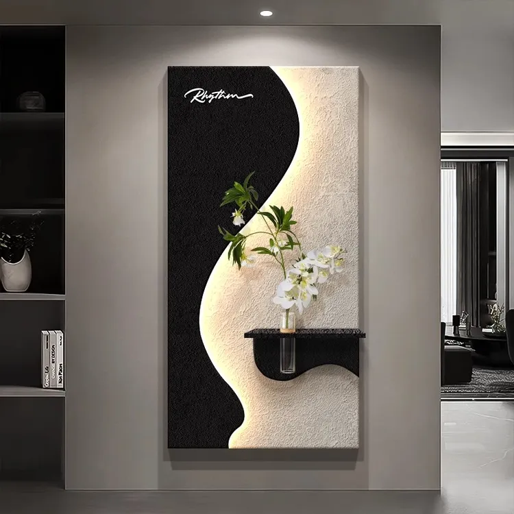 《逸韵清植》轻奢入户玄关装饰画2025新款正对门走廊挂画砂岩壁灯画