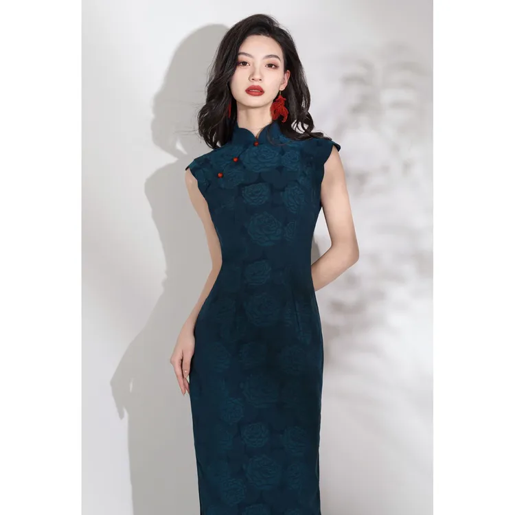 苏故里【丝缕藏春】少女气质传统款旗袍新中式日常旗袍双层衣长120
