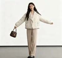 25205拼接短款时尚简约纯色休闲冬季女装保暖减龄气质百搭加厚