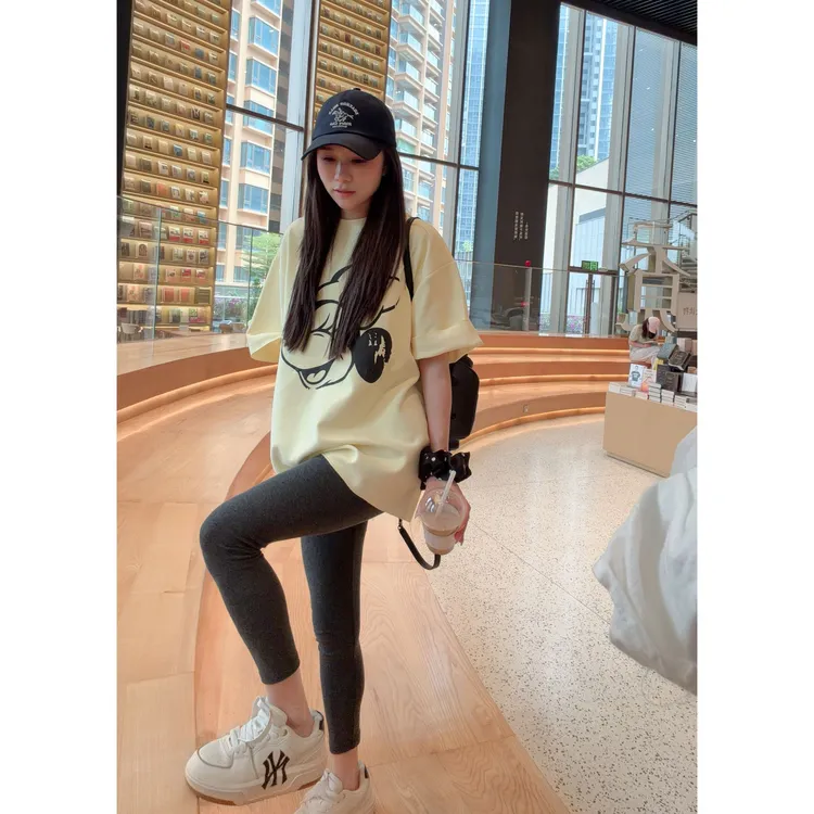张凯凯-【26011米老鼠头】夏季全棉休闲百搭女装大板型圆领短袖T恤