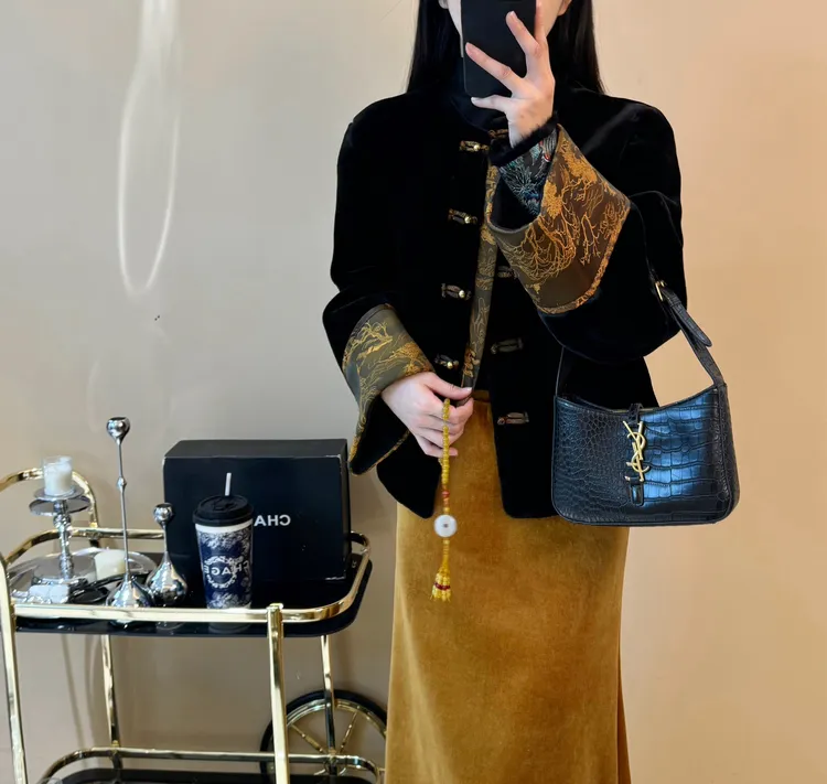 新中式复古国风盘扣外套冬季新款拼色高级感洋气百搭气质轻奢