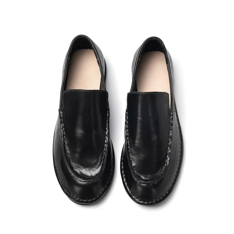 手工复古真皮底乐福鞋男水洗马皮透气四季百搭简约一脚蹬休闲皮鞋