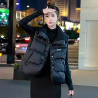 2025新款秋冬韩版针织领棉服马夹宽松外套短款加厚坎肩潮流减龄