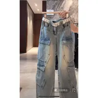 徐秋阳  口袋工装牛仔裤  春季新款百搭时尚休闲显瘦牛仔裤N112