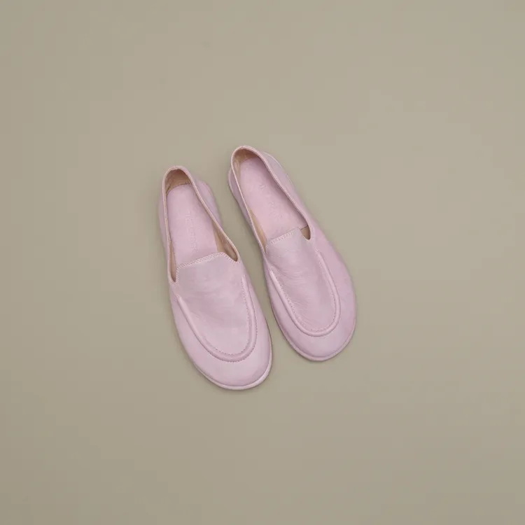 高档舒适新款水染鹿皮透气吸汗平底一脚蹬乐福鞋超柔软深口单鞋女