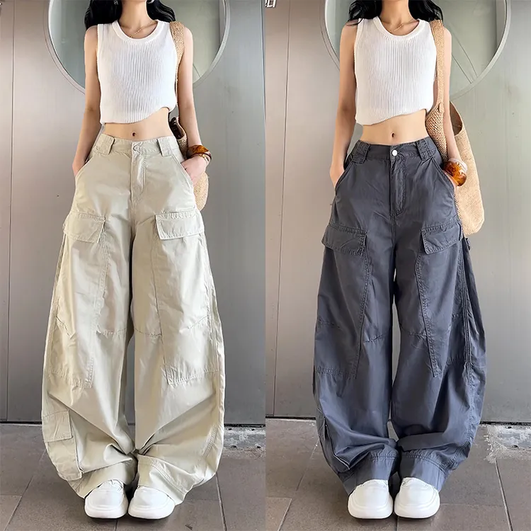 65520薄款重工工装裤女2025年夏秋新款纯色百搭直筒街头休闲裤