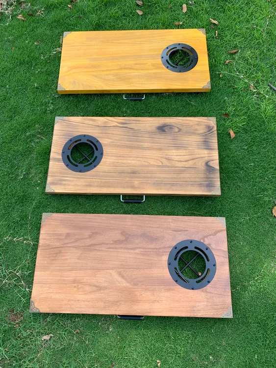 户外桐木煮茶桌便携式旅行小型露营桌庭院围炉煮茶一体折叠实木桌