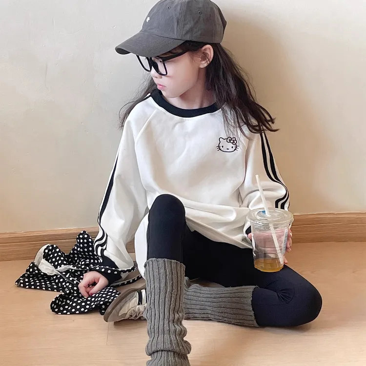 韩版休闲女童套装2025新款女孩秋季超好看长袖t恤儿童休闲打底裤9
