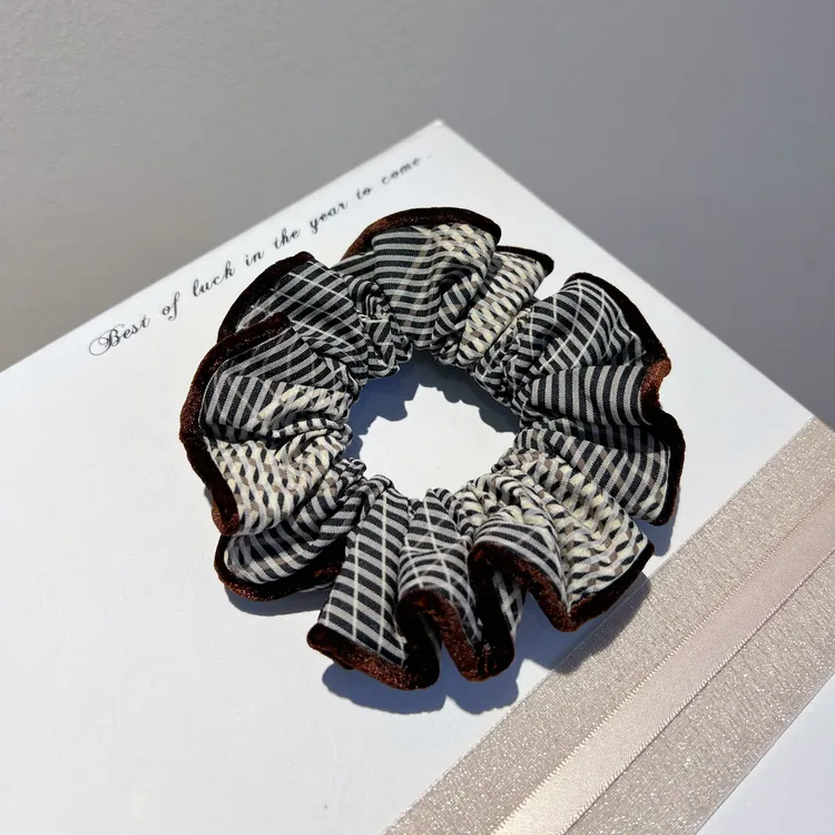 新款小肠发圈条纹款百搭日常通勤时尚头饰皮筋原创设计扎头发发绳