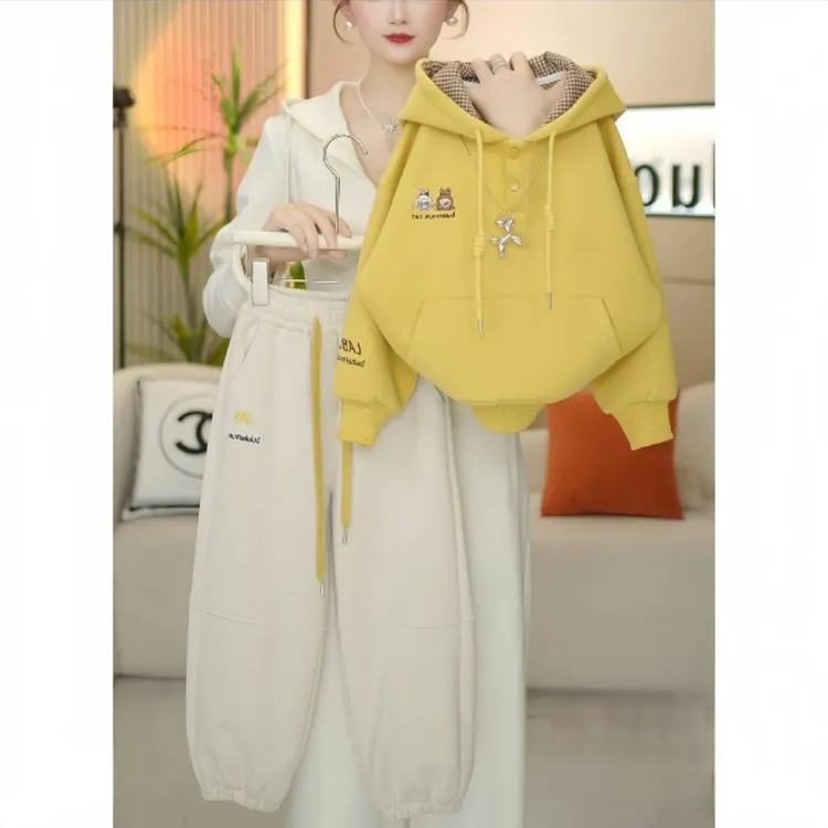 女童套装秋季2025新款韩版洋气连帽卫衣卫裤春秋款女孩休闲两件套
