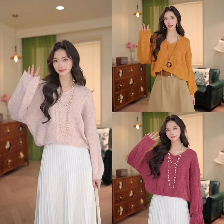 丁佳欣【冰糕】气质温柔针织宽松百搭毛衣DO1218404