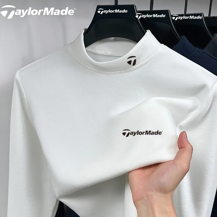 泰勒梅男士冬季高尔夫户外保暖加绒休闲百搭长袖T恤德绒打底衫男