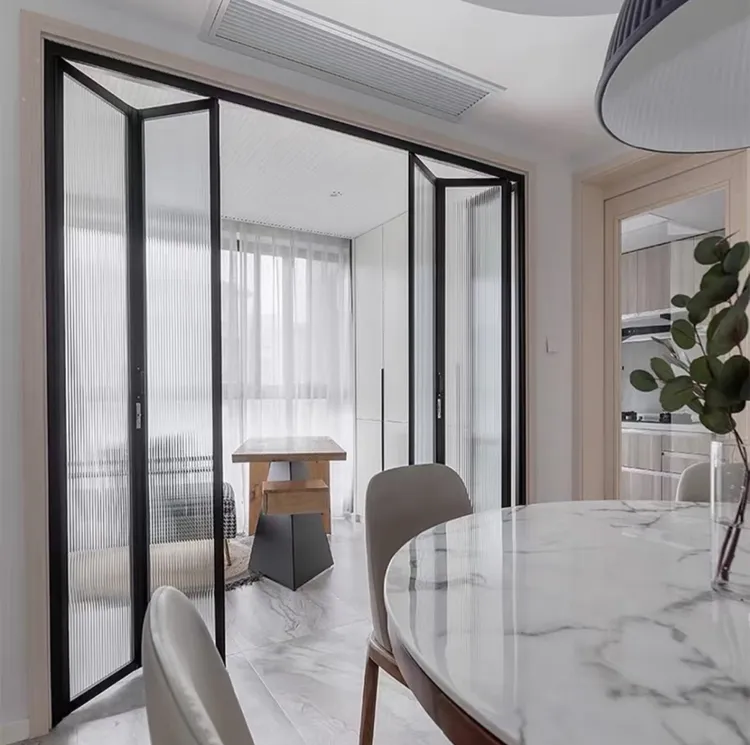 艺术款式极窄吊轨折叠厨房阳台卧室卫生间铝合金门窗推拉折叠窗