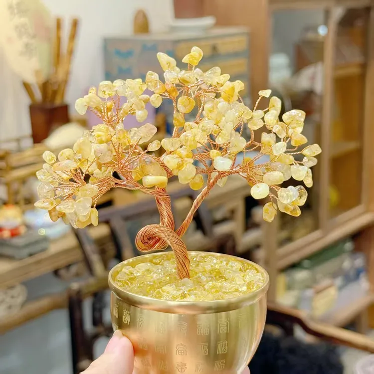 【百福米缸才才树】百福米缸聚宝盆 黄水水招才树桌面摆件 7213