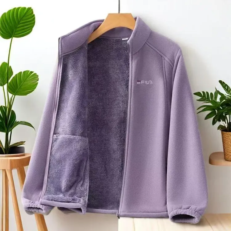 女士秋冬季加厚卫衣摇粒绒加绒外套休闲绒衣保暖外穿立领内胆新款