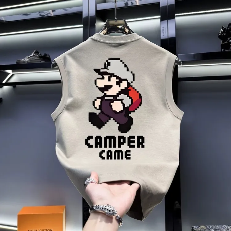 奥特莱斯~清仓捡漏日系复古100%纯棉坎肩背心男个性百搭无袖上衣