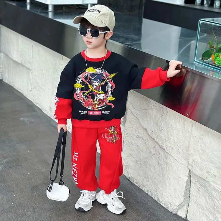 巴拉恩优选哪咤衣服男童春装套装2025新款帅气哪吒儿童服装洋气宝