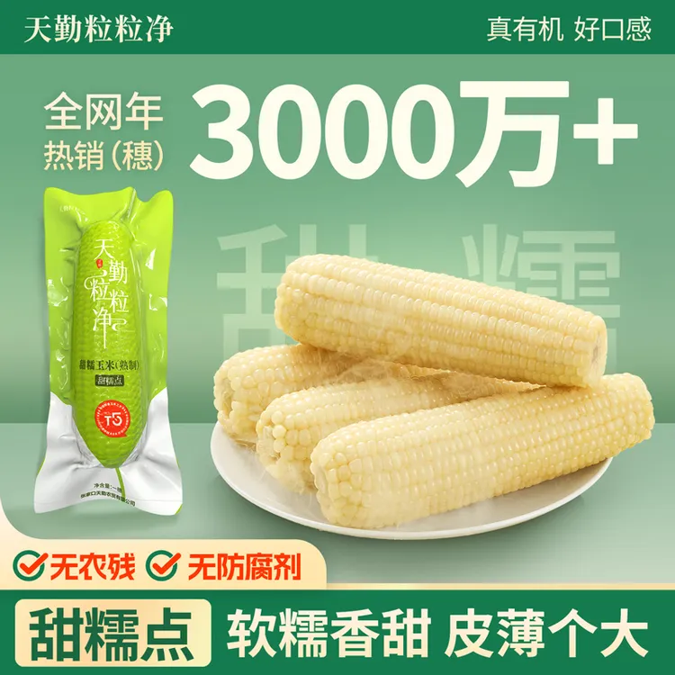 天勤粒粒净【25年新玉米】白糯玉米早餐黄糯黑糯粗粮轻食甜香有机ZB