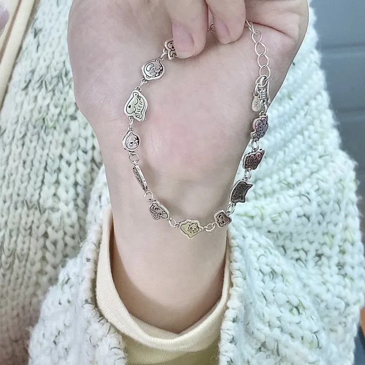 合金手链 可爱童趣银色卡通蜡笔小新ins小众设计高级感冷淡风时尚