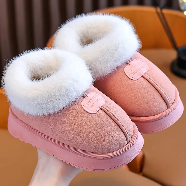 儿童雪地靴棉鞋男女童小孩宝宝室内居家毛毛鞋子软底防滑