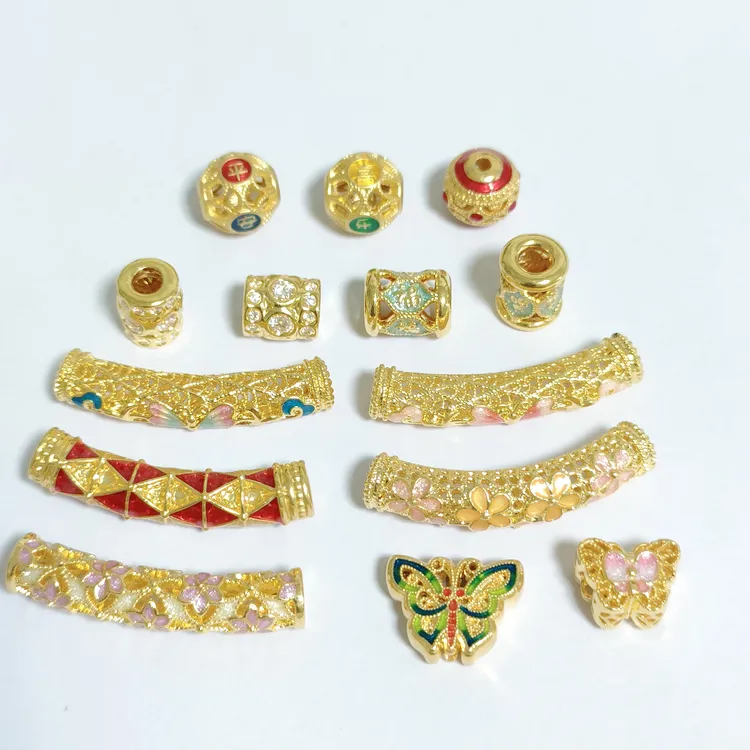 足金999珐琅彩5D弯管.筒珠.蝴蝶