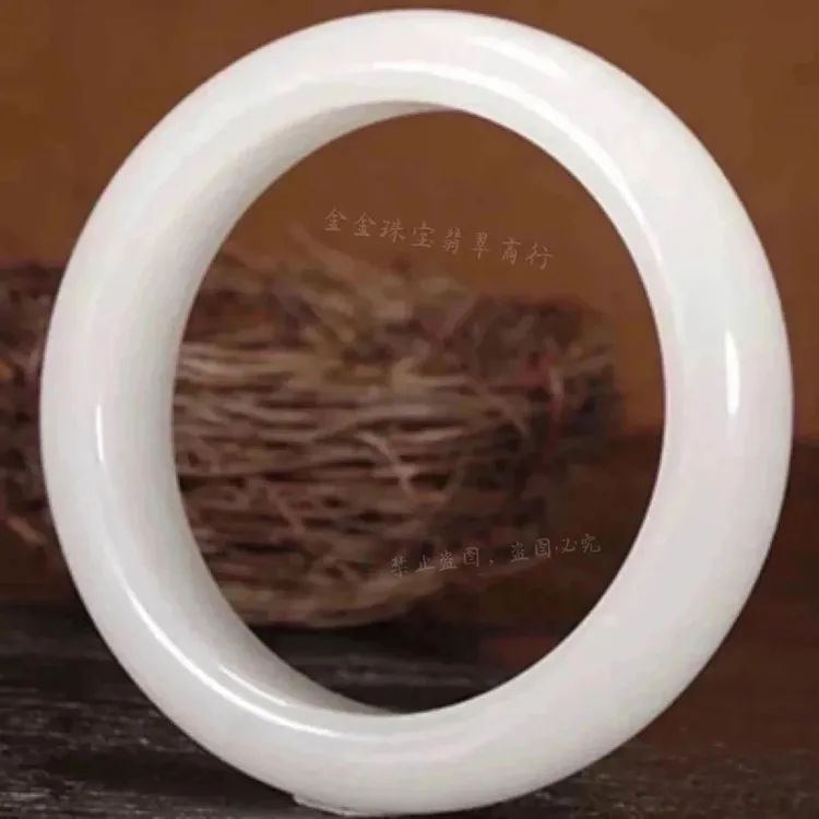 高级AA天然和田玉白玉手镯正品珍藏送礼证宽版（多样发一）