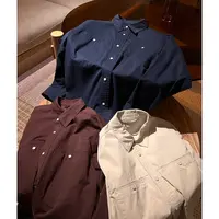纯色高品质纯棉水洗宝石扣棉质衬衫秋冬新款长袖翻领情侣装5859