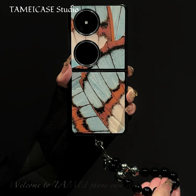 适用华为pocket2手机壳羊皮折叠屏FINDN3FLIP蝴蝶翅膀华为pockets