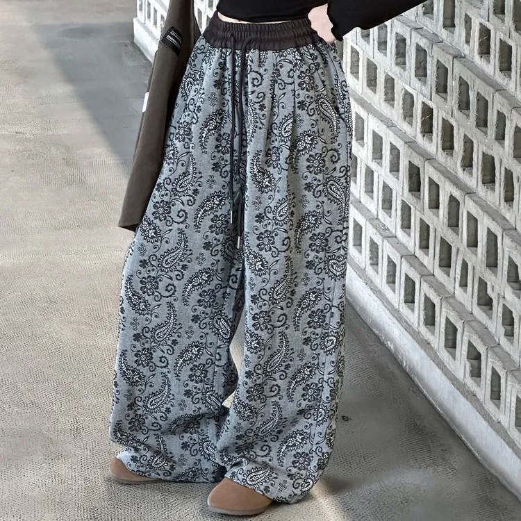 女童裤子秋季2025新款女孩超好看树叶阔腿裤中大童春秋直筒休闲裤