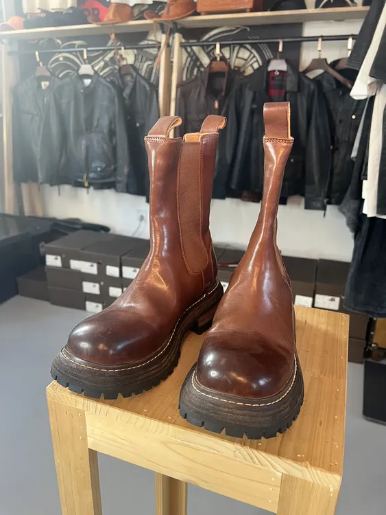 头层高帮牛皮女靴