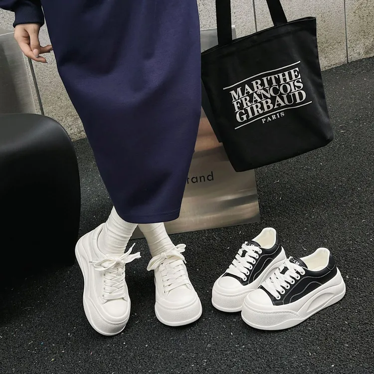 【SJ】2025时尚新款女士轻便不磨脚超厚底真皮百搭休闲显高潮流运动