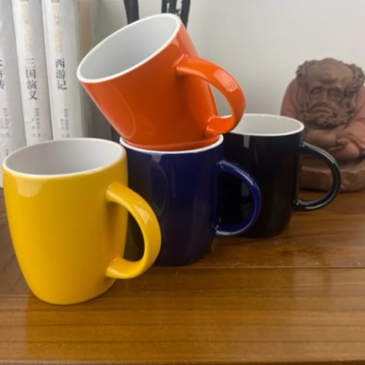 轻奢风彩色陶瓷马克杯可印制logo的咖啡广告杯加厚大容量简约