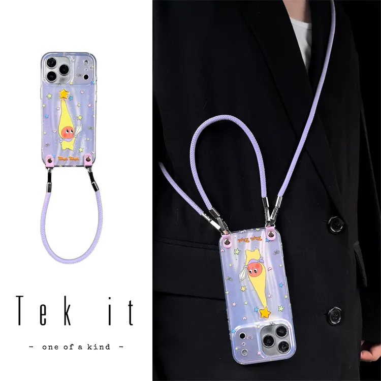 ins紫色高帽持剑星星人适用iPhone17promax手机壳16pro手提15pro