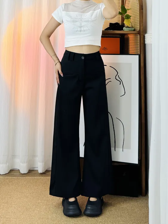 梨型身材高腰直筒西装裤女秋季新款胖mm遮胯显瘦宽松阔腿休闲长裤
