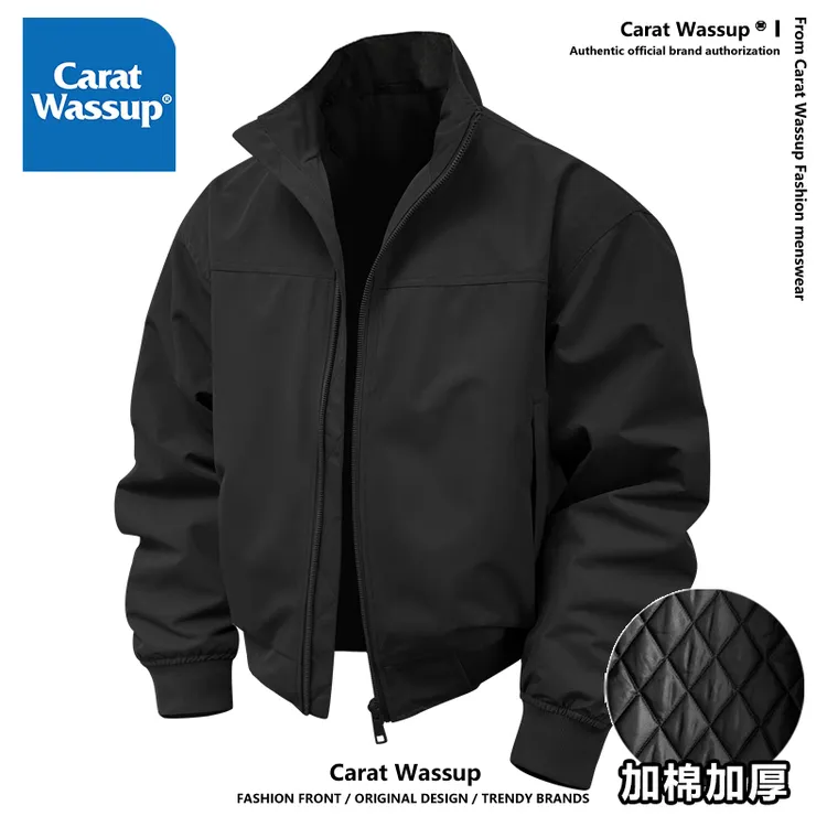 CARAT WASSUP挺括有型教练夹克男士冬季加棉加厚防风硬挺解构外套