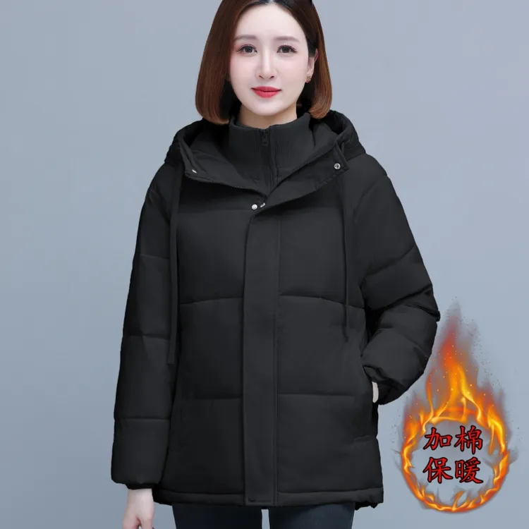 黑色棉衣棉服女款冬季2025新款宽松加厚保暖冬装短款洋气棉衣棉袄