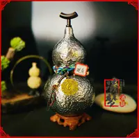 【鎏金—银角】优质大漆酒葫芦仿古珍藏文玩福禄摆件纯天然手工